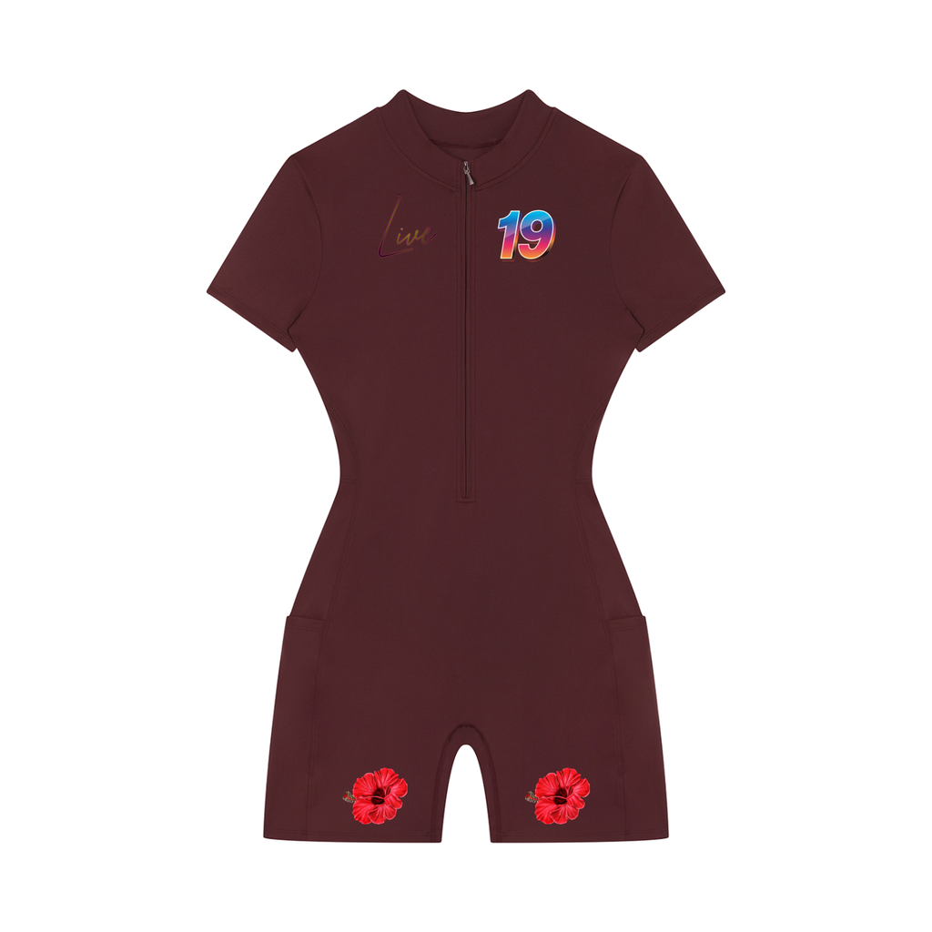 Women's Quarter-Zip Short Sleeve Romper