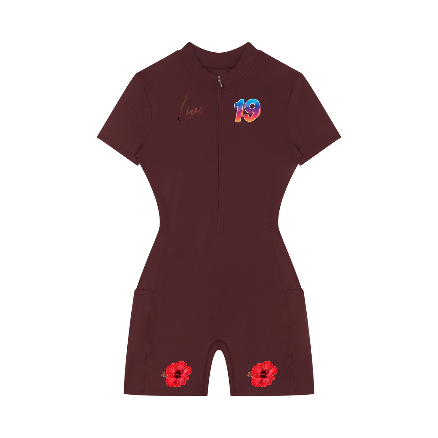 Women's Quarter-Zip Short Sleeve Romper