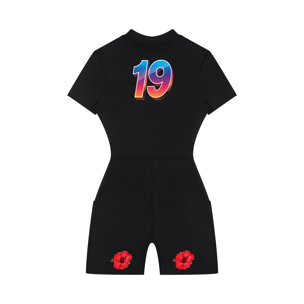 Women's Quarter-Zip Short Sleeve Romper