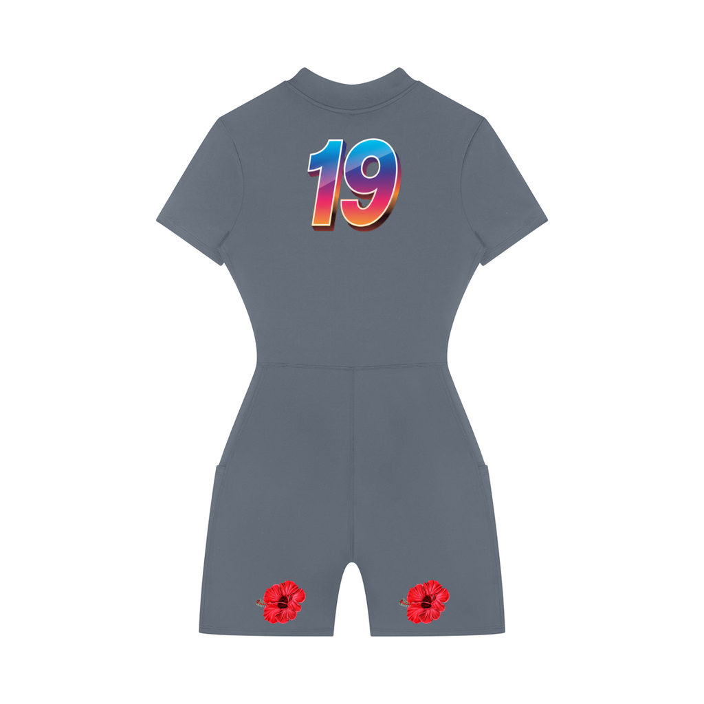 Women's Quarter-Zip Short Sleeve Romper