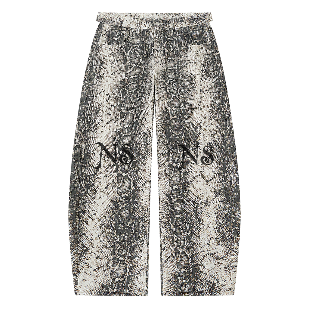 Men's Snake Print Barrel Leg Pants
