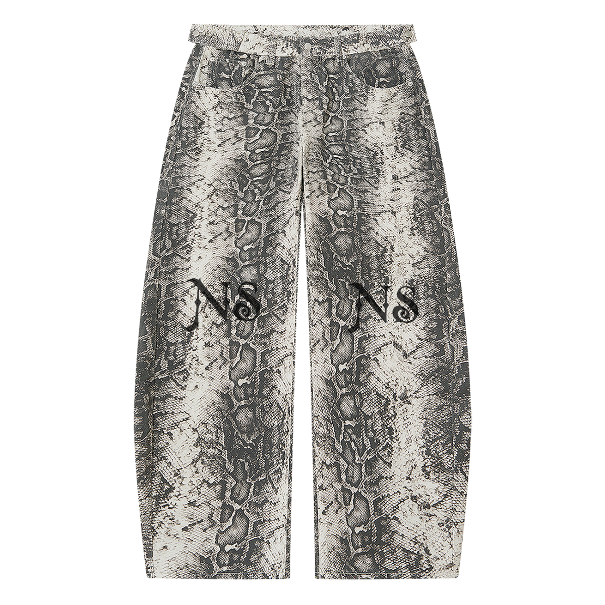 Men's Snake Print Barrel Leg Pants