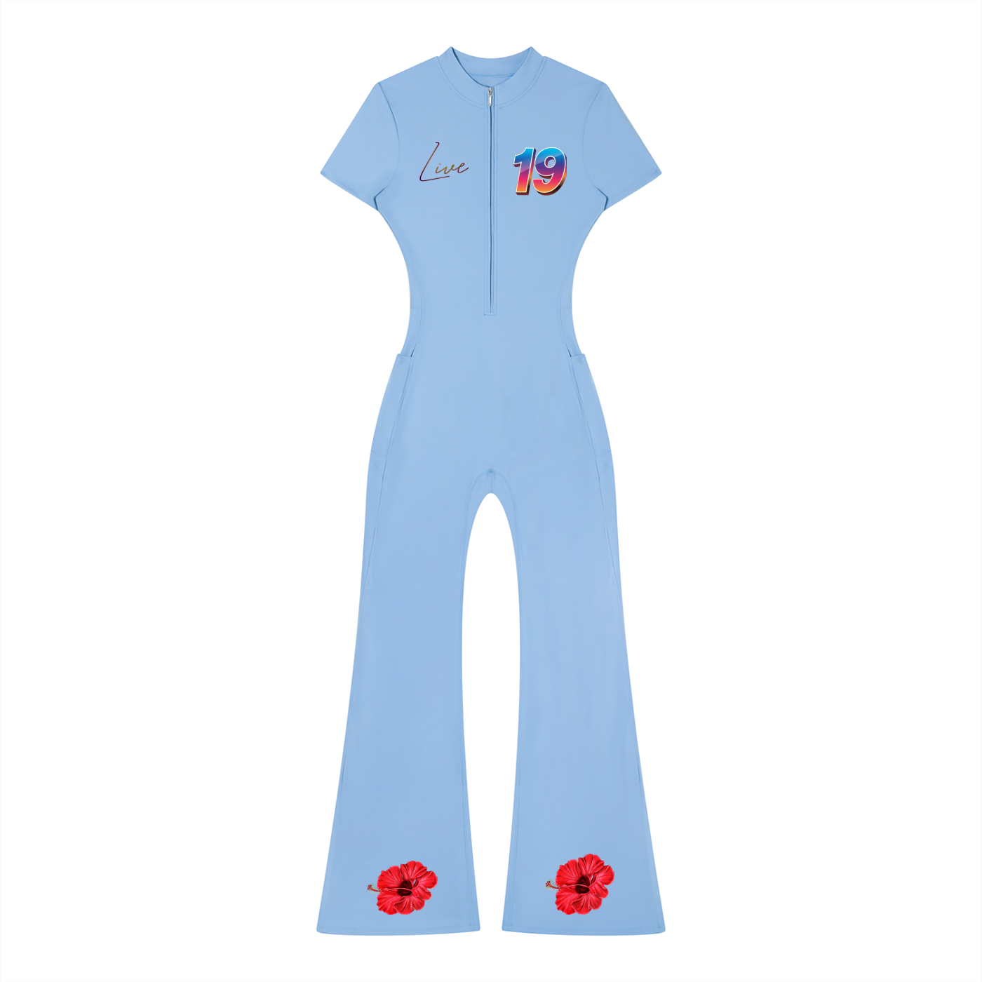 Women’s Tight Flared Leg Quarter-Zip Jumpsuit