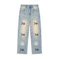 Sun Fade Raw Hem Denim Jeans