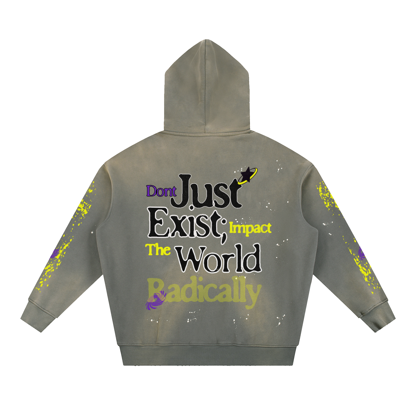 Vintage Washed Frayed Fleece Hoodie