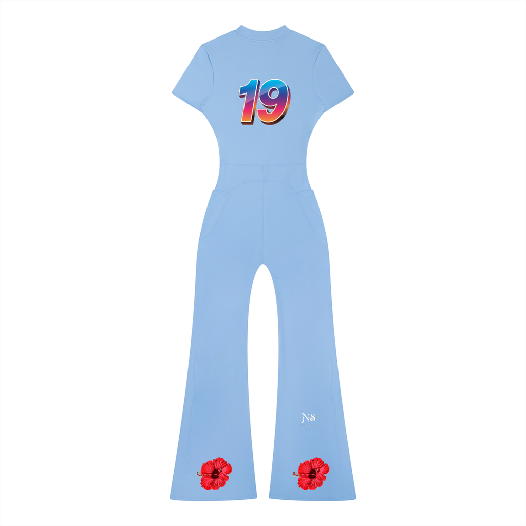 Women’s Tight Flared Leg Quarter-Zip Jumpsuit