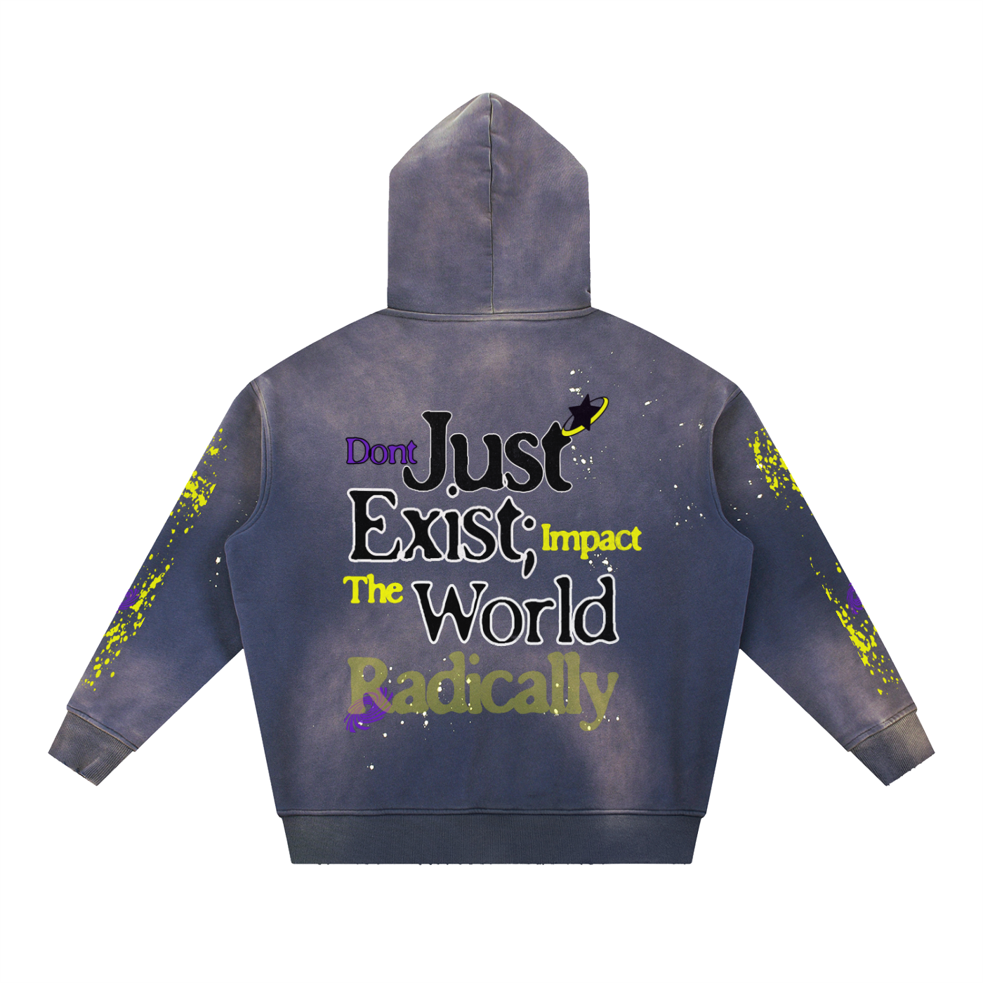 Vintage Washed Frayed Fleece Hoodie