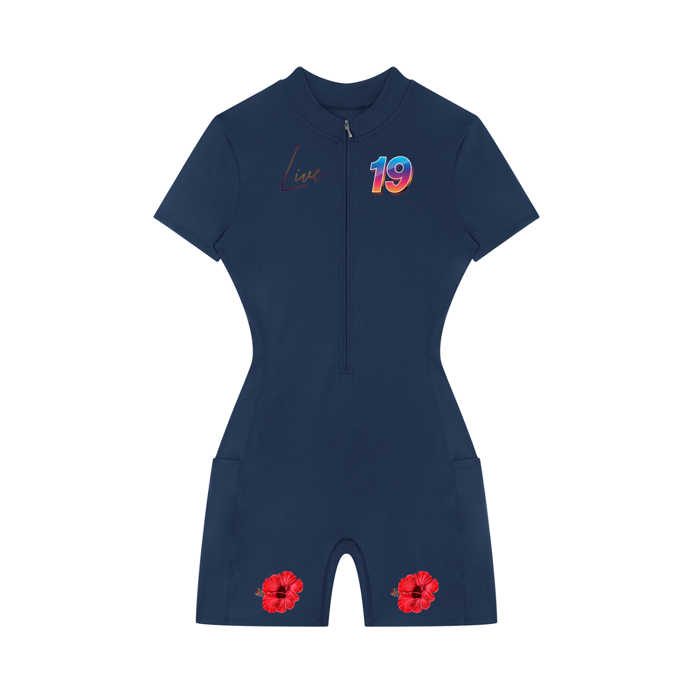 Women's Quarter-Zip Short Sleeve Romper