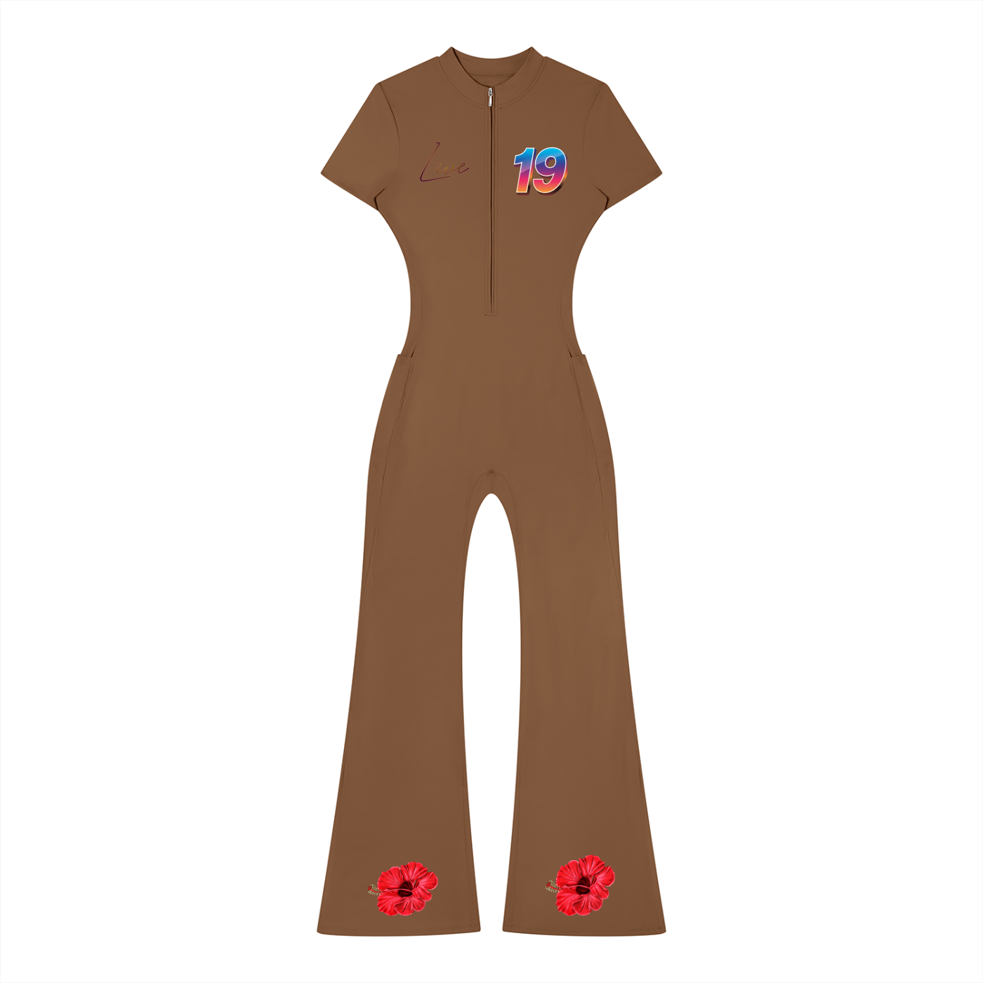 Women’s Tight Flared Leg Quarter-Zip Jumpsuit