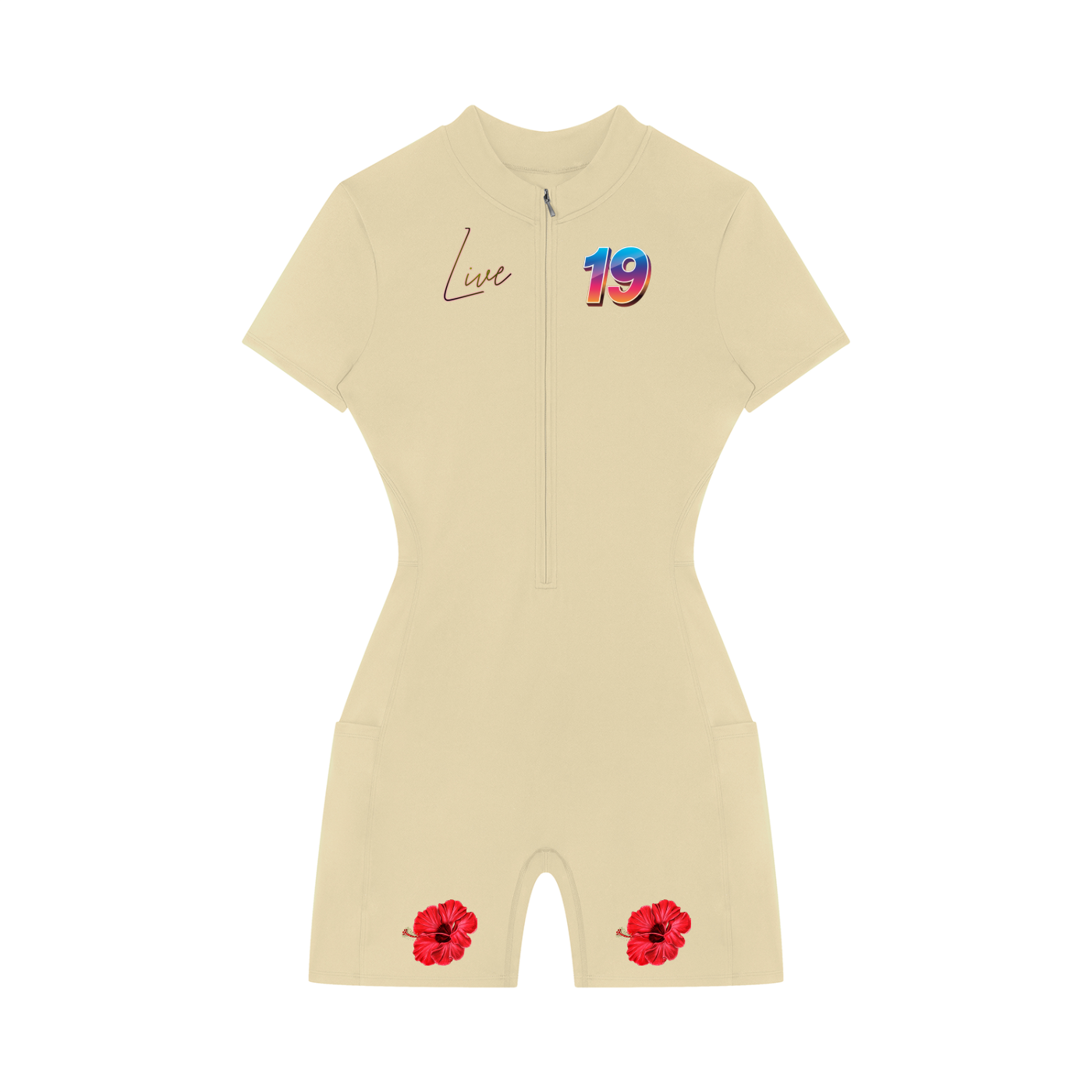 Women's Quarter-Zip Short Sleeve Romper