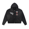 Sun Fade Frayed Raw Edge Fleece Zip Hoodie