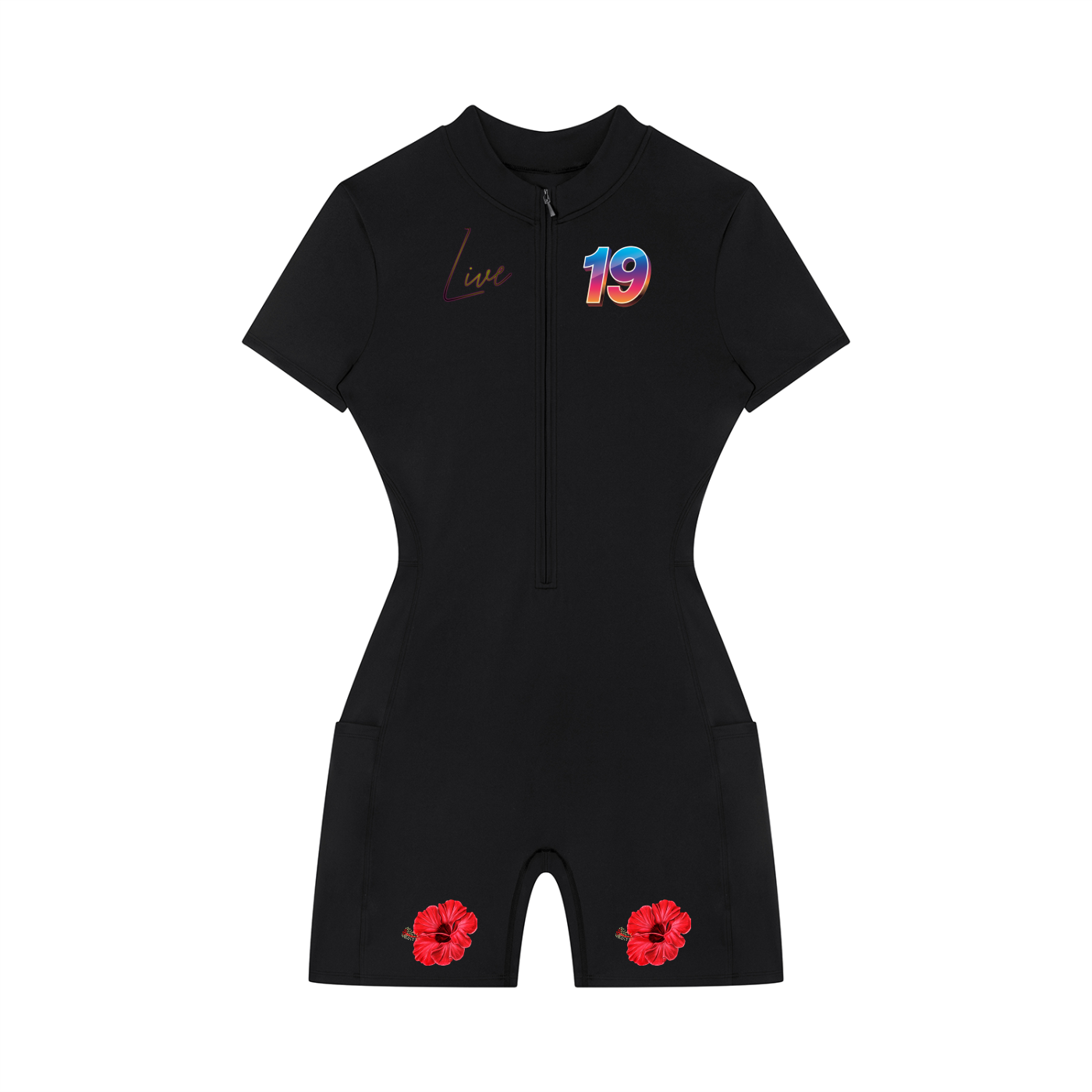 Women's Quarter-Zip Short Sleeve Romper