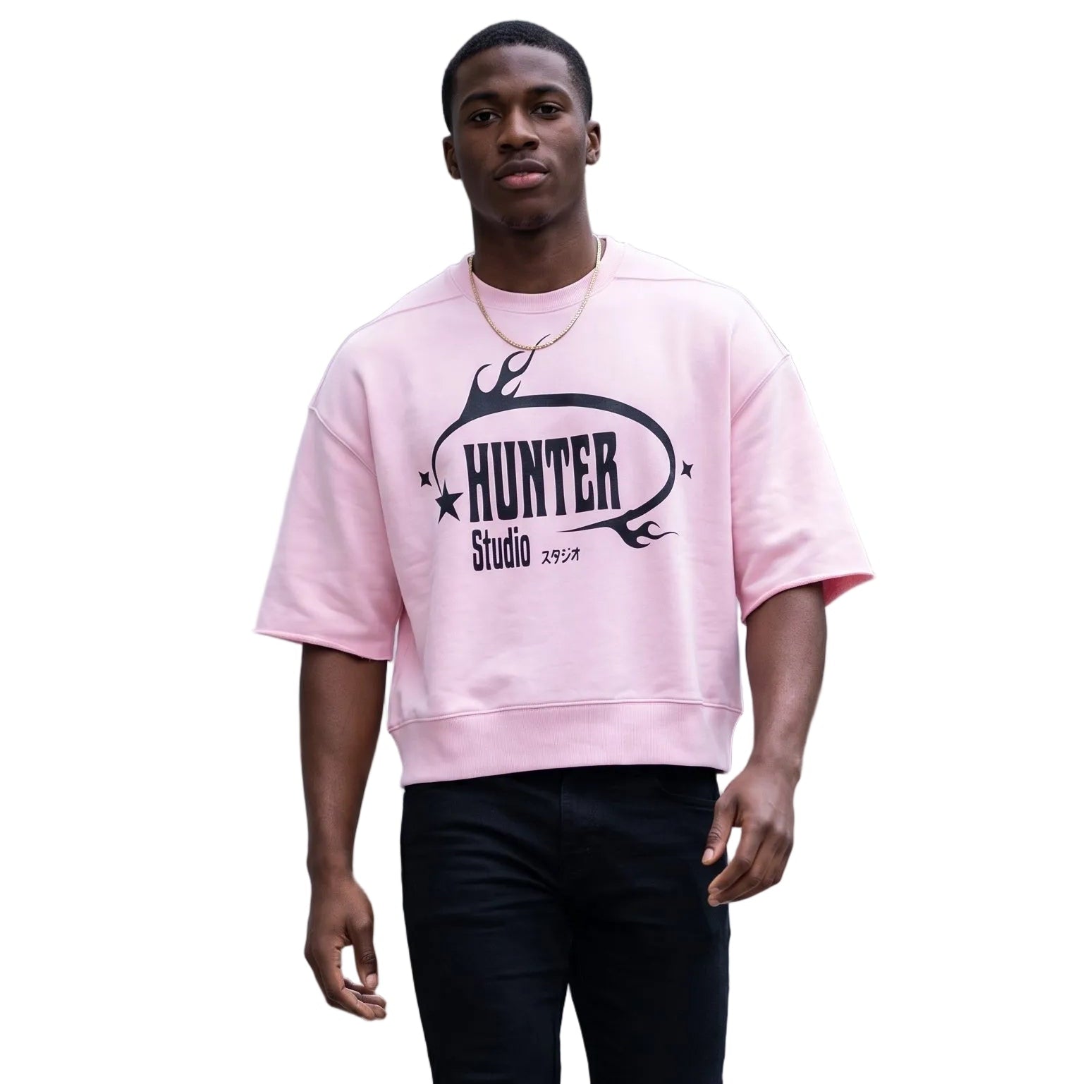 Boxy Raw Edge T-Shirt ( HUNTER )