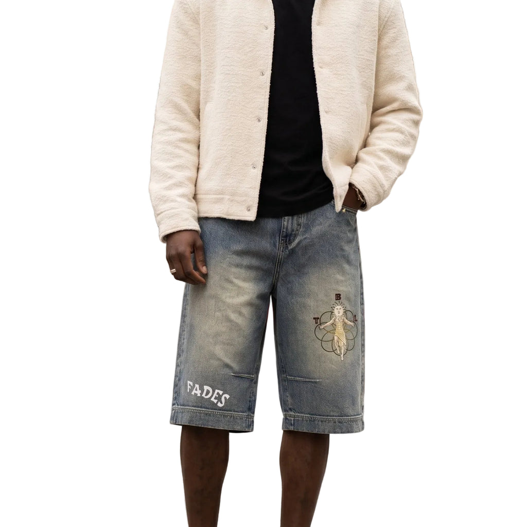 Vintage Wash Baggy Denim Shorts