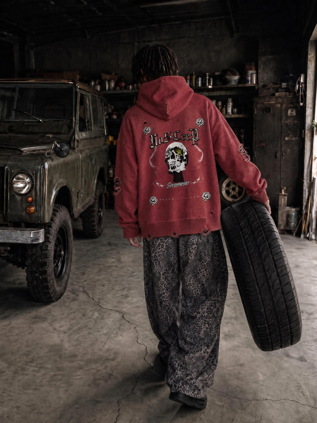Unisex Distressed Full Zip Sweater