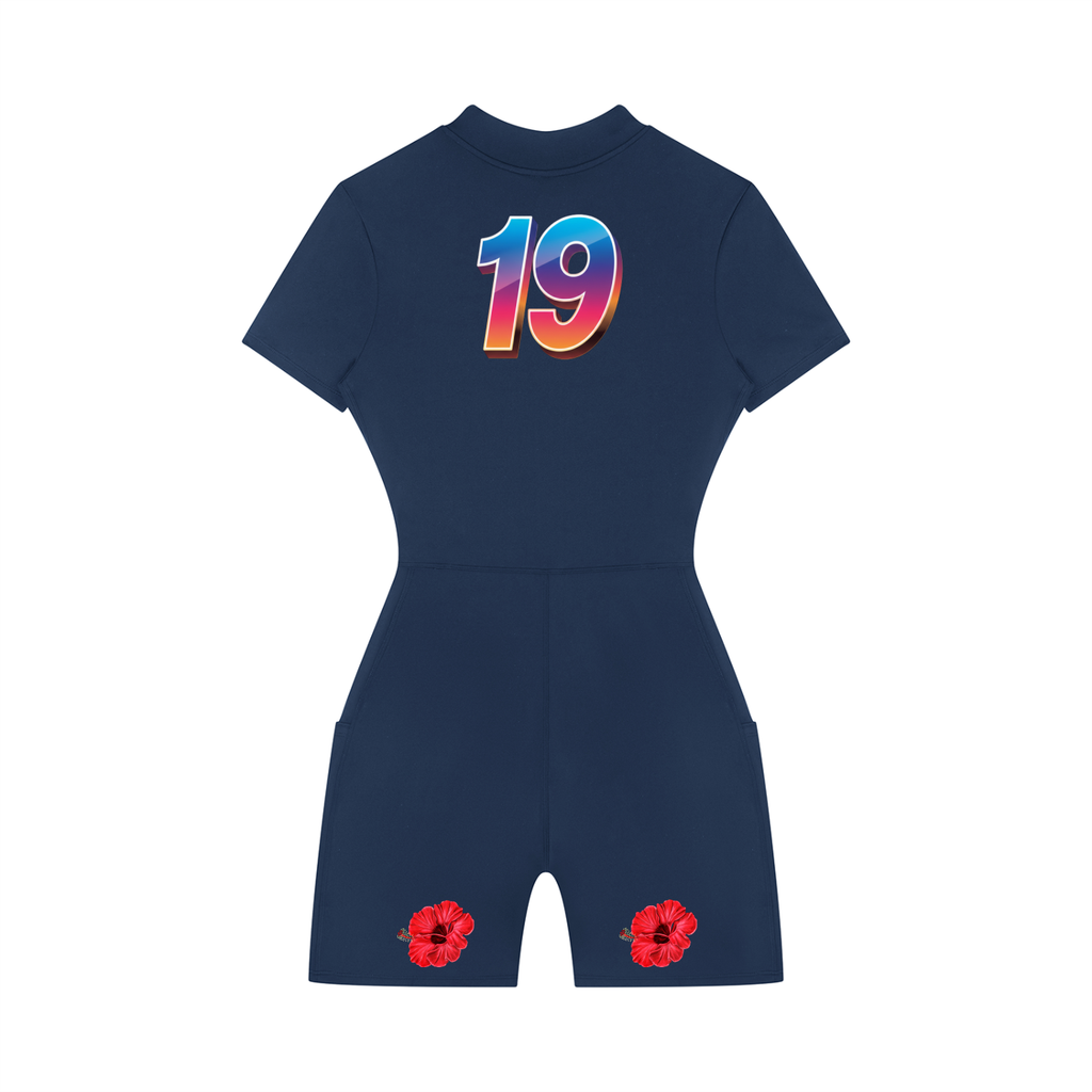 Women's Quarter-Zip Short Sleeve Romper