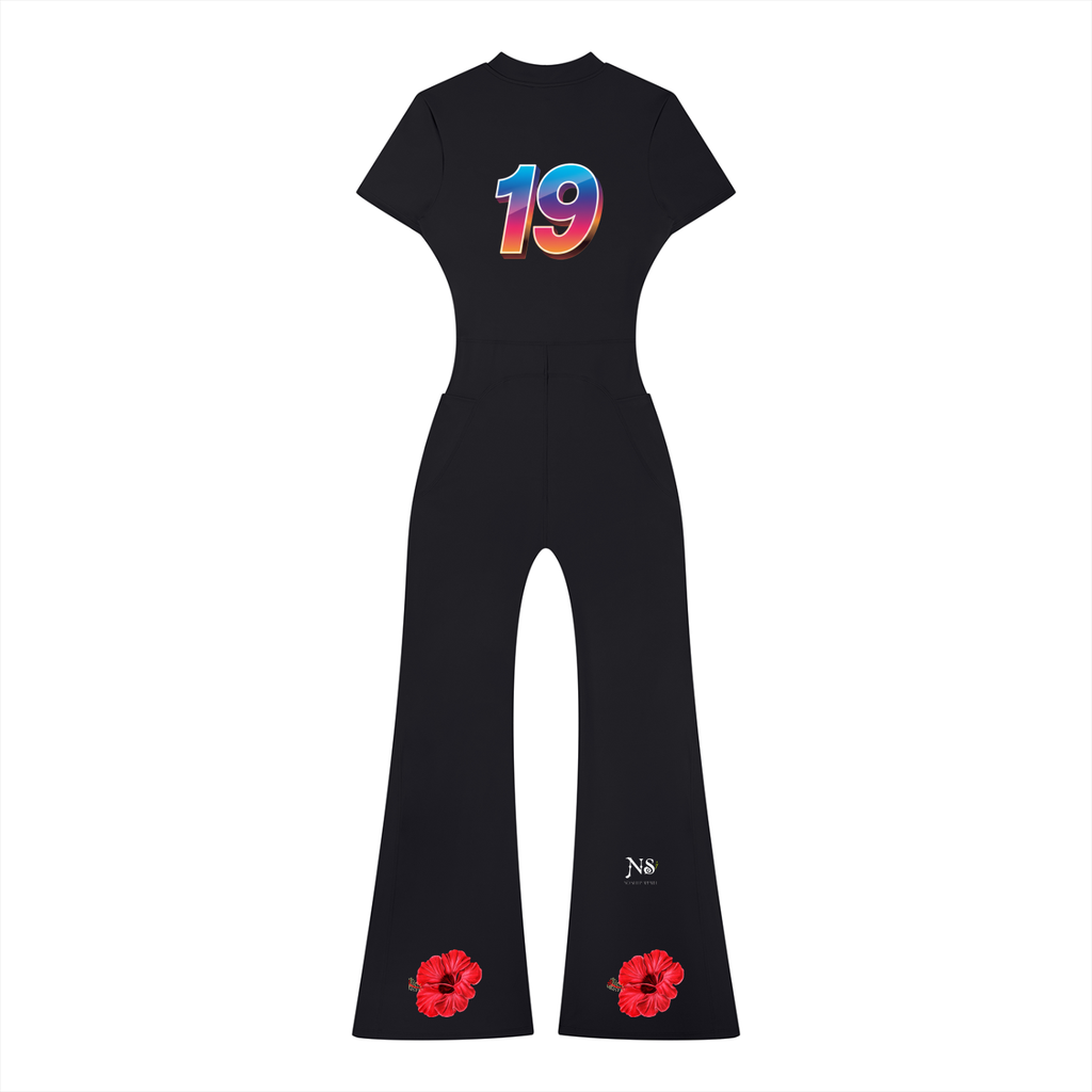 Women’s Tight Flared Leg Quarter-Zip Jumpsuit