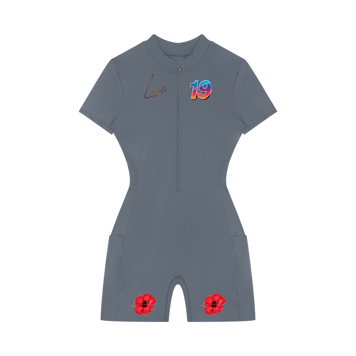 Women's Quarter-Zip Short Sleeve Romper
