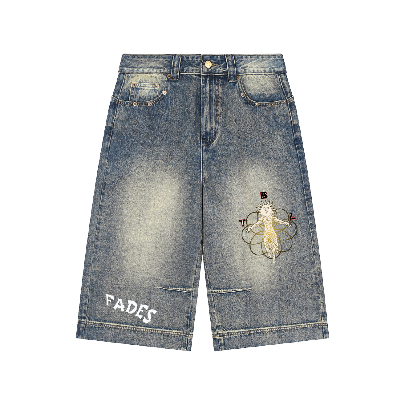 Vintage Wash Baggy Denim Shorts
