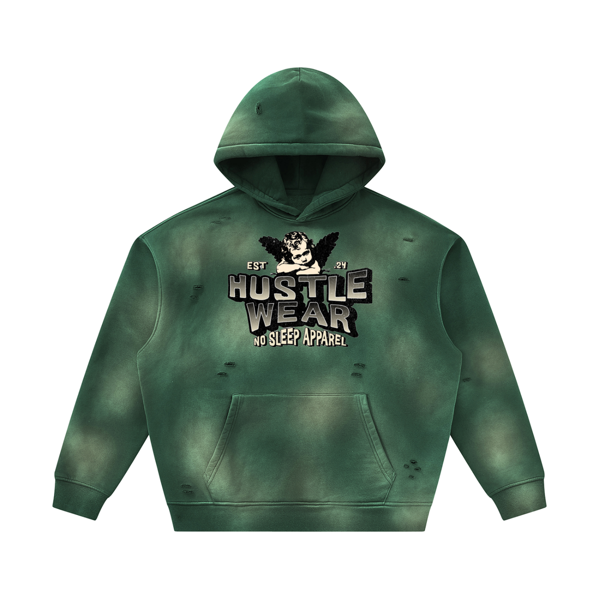 Hustle Wear distressed Fleece Hoodie