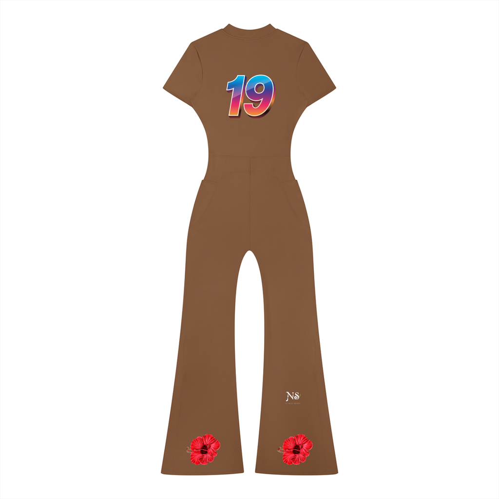 Women’s Tight Flared Leg Quarter-Zip Jumpsuit