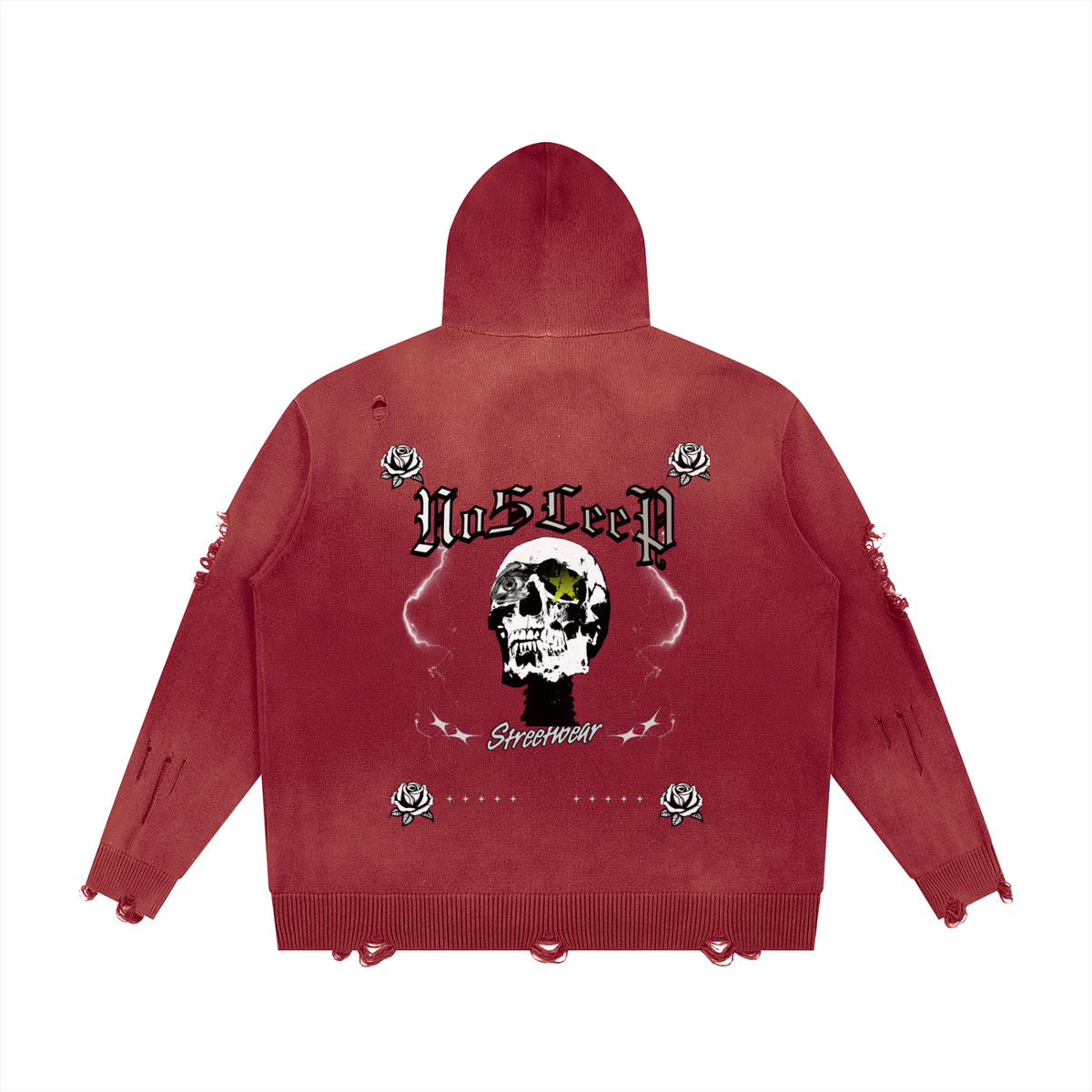 Unisex Distressed Full Zip Sweater
