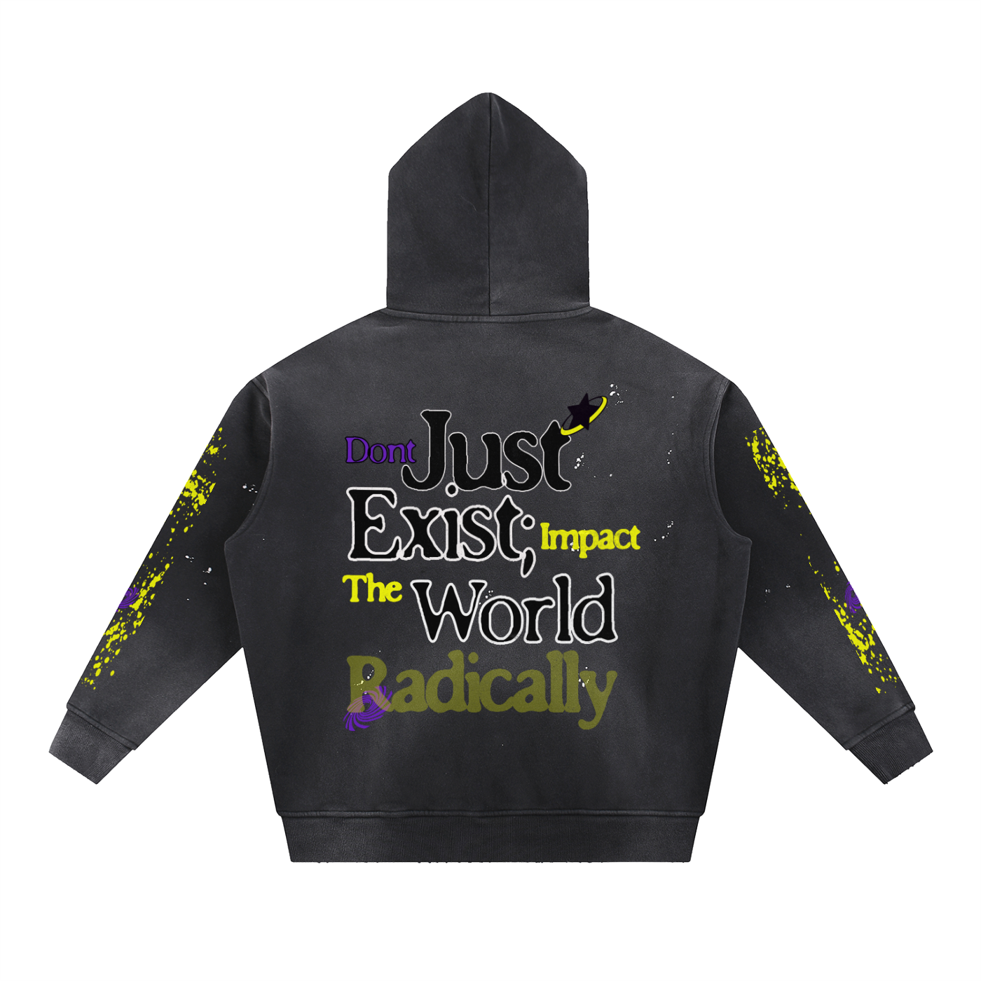 Vintage Washed Frayed Fleece Hoodie