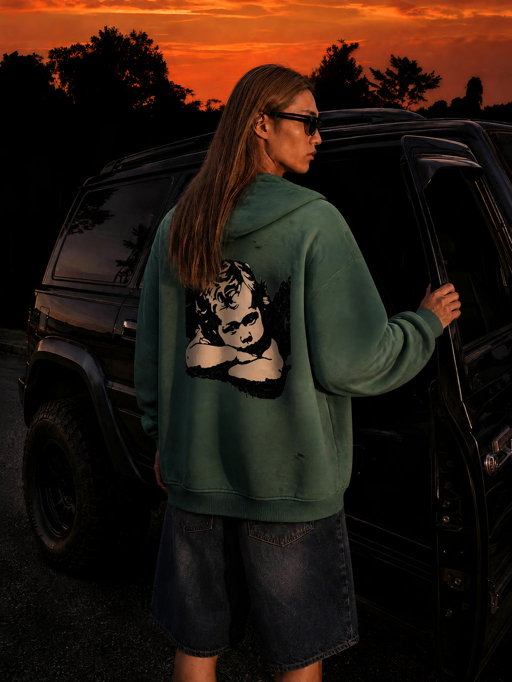 Hustle Wear distressed Fleece Hoodie