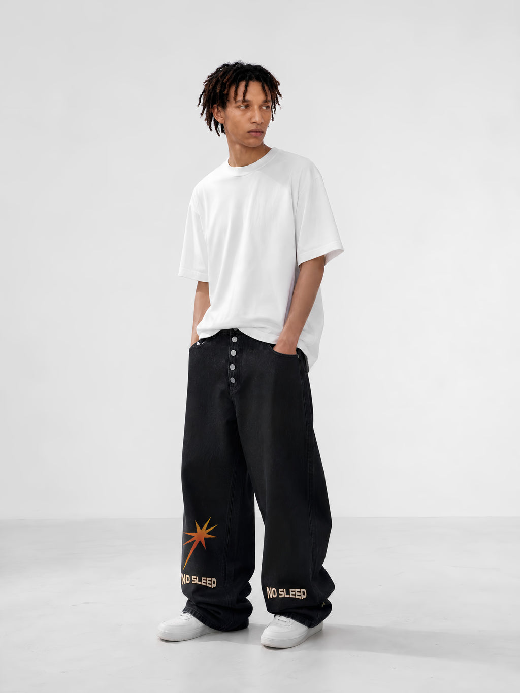 Men's Vintage Wash Wide Leg Denim Jeans