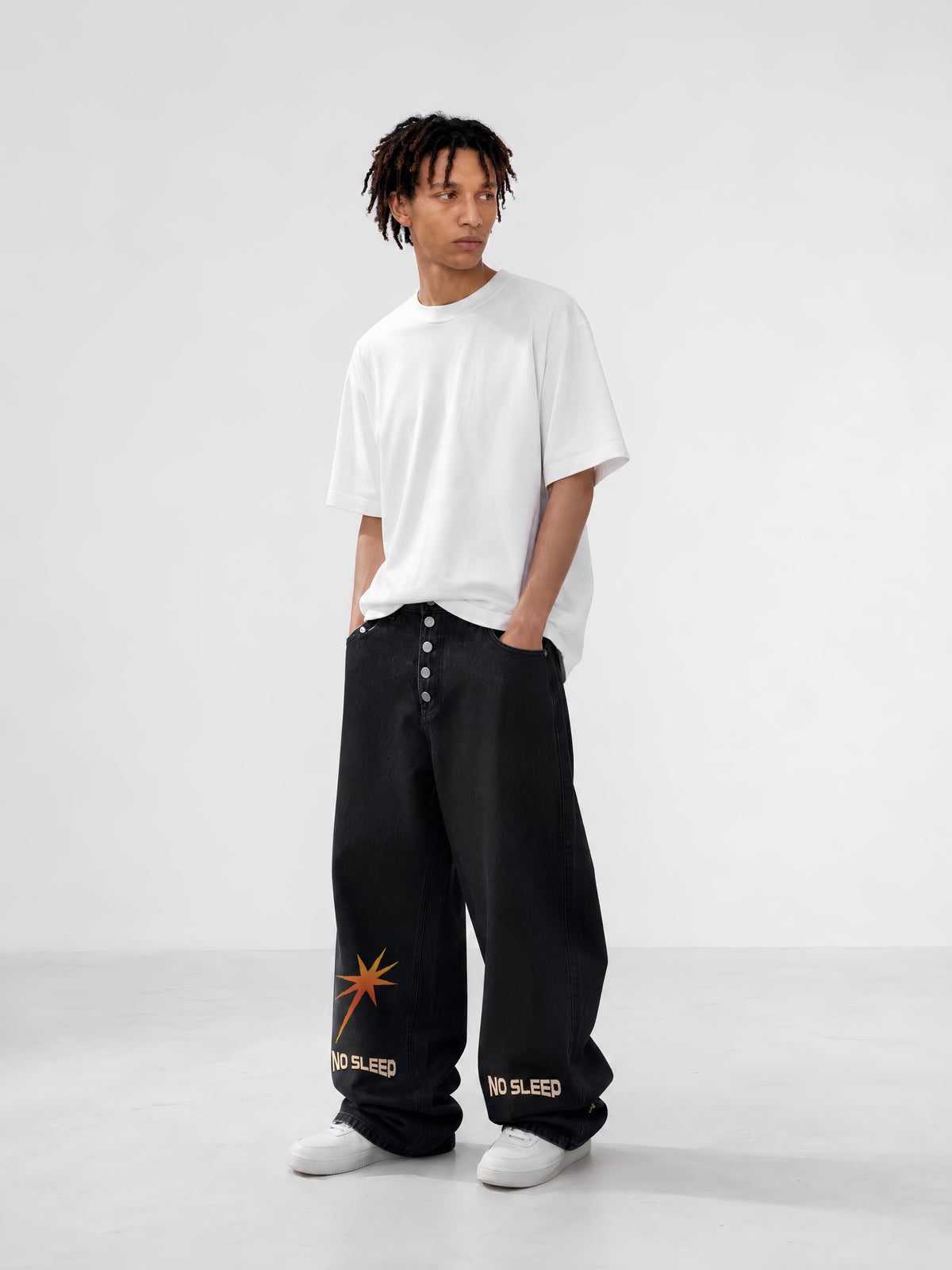 Men's Vintage Wash Wide Leg Denim Jeans